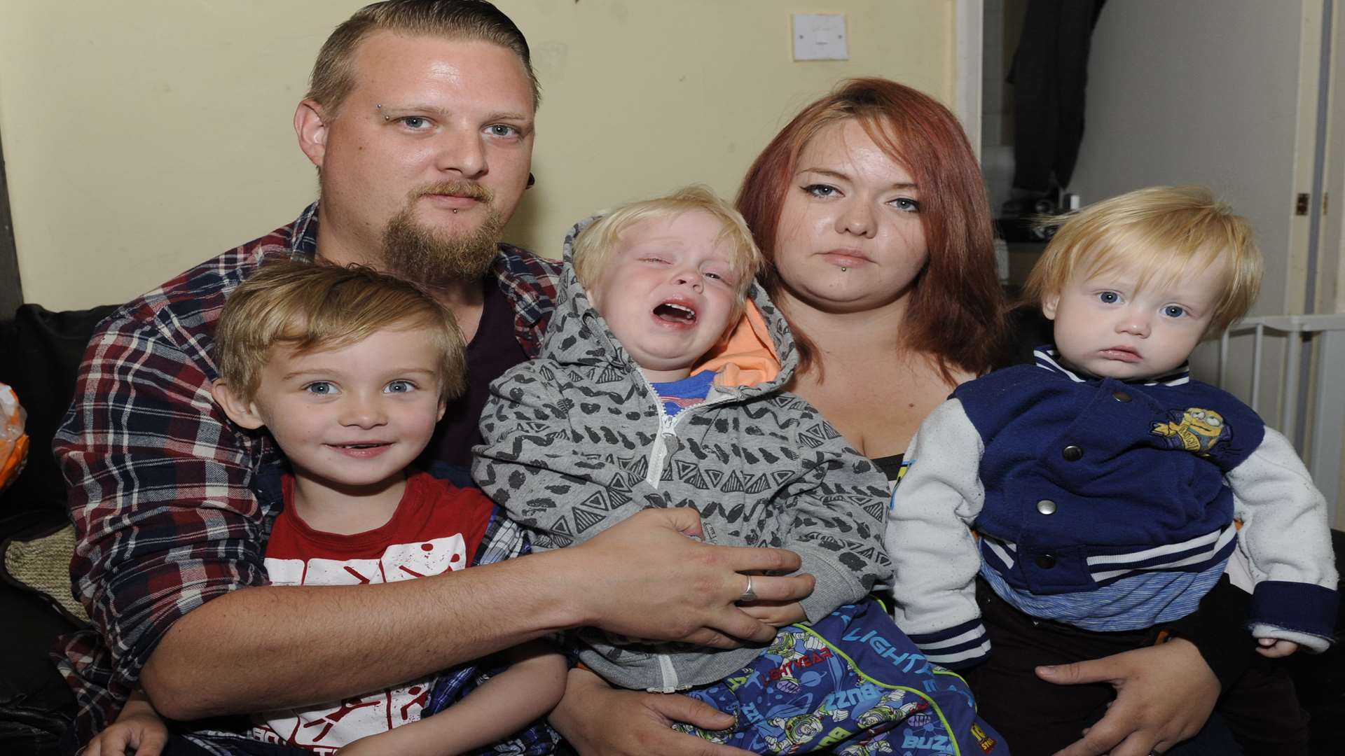 The Manser family - Colin, Naomi, Layle aged four, Lucas aged three and Tobias aged one