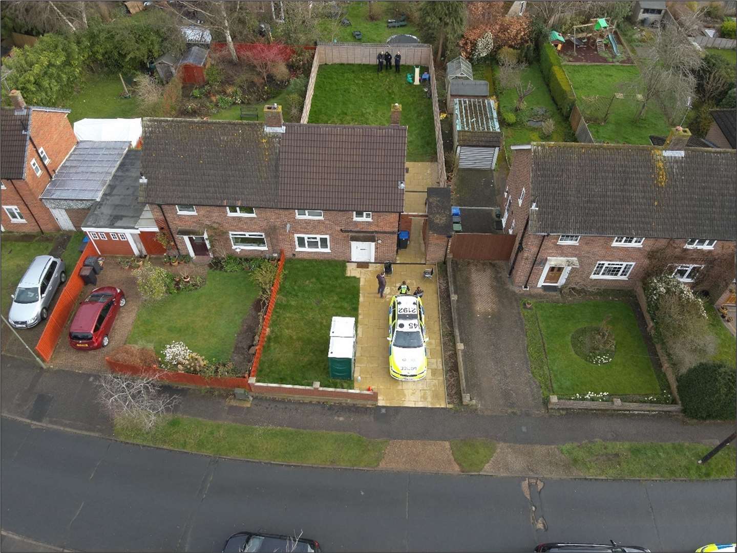 The family house on Hammond Road in Woking, Surrey, where the body of 10-year-old Sara Sharif was found (Surrey Police/PA)