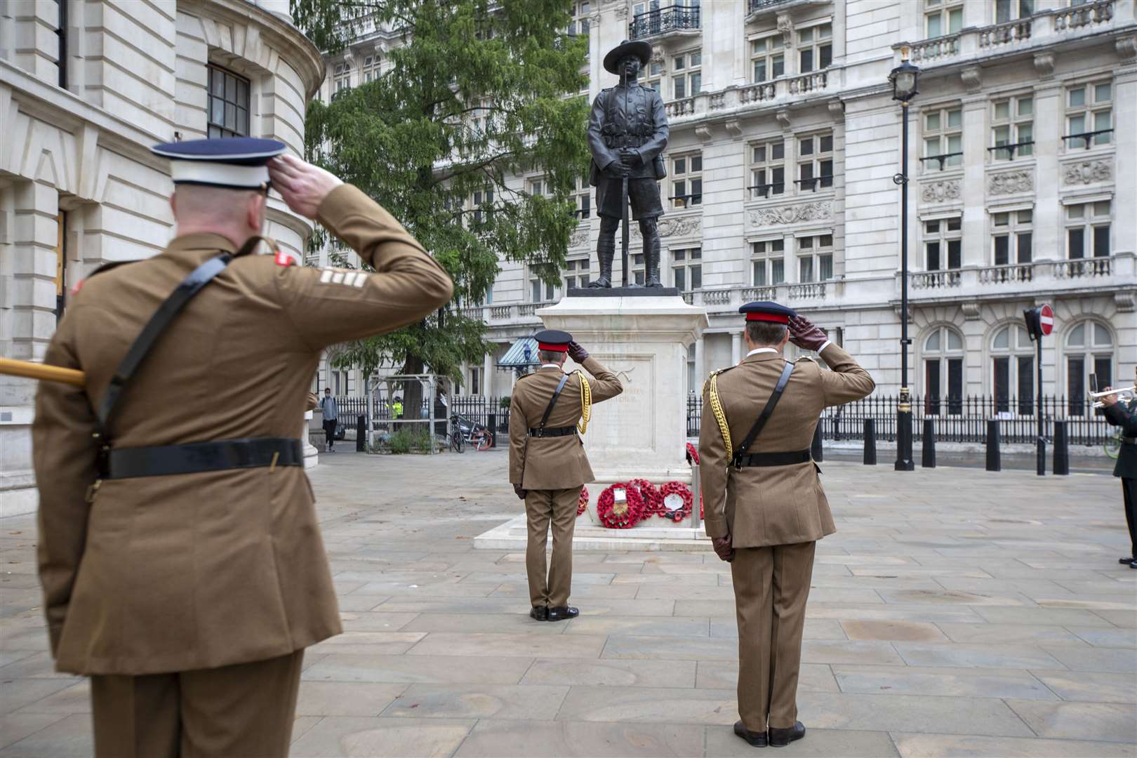 Major General Chris Ghika CBE, the General Officer Commanding London District laying a wreath at the Gurkha Memorial in London (SAC Matty Smith/MoD/PA)