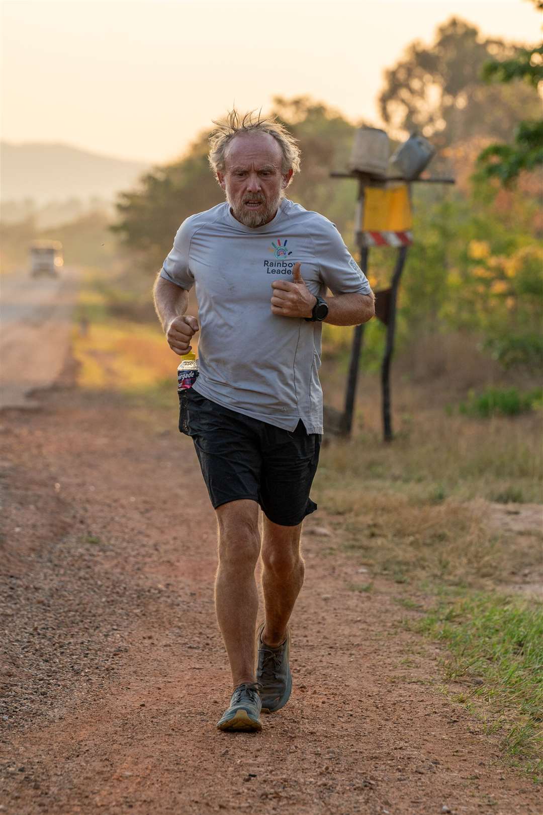 Keith Boyd was held at gunpoint during his run across Africa (Rainbow Leaders/PA)