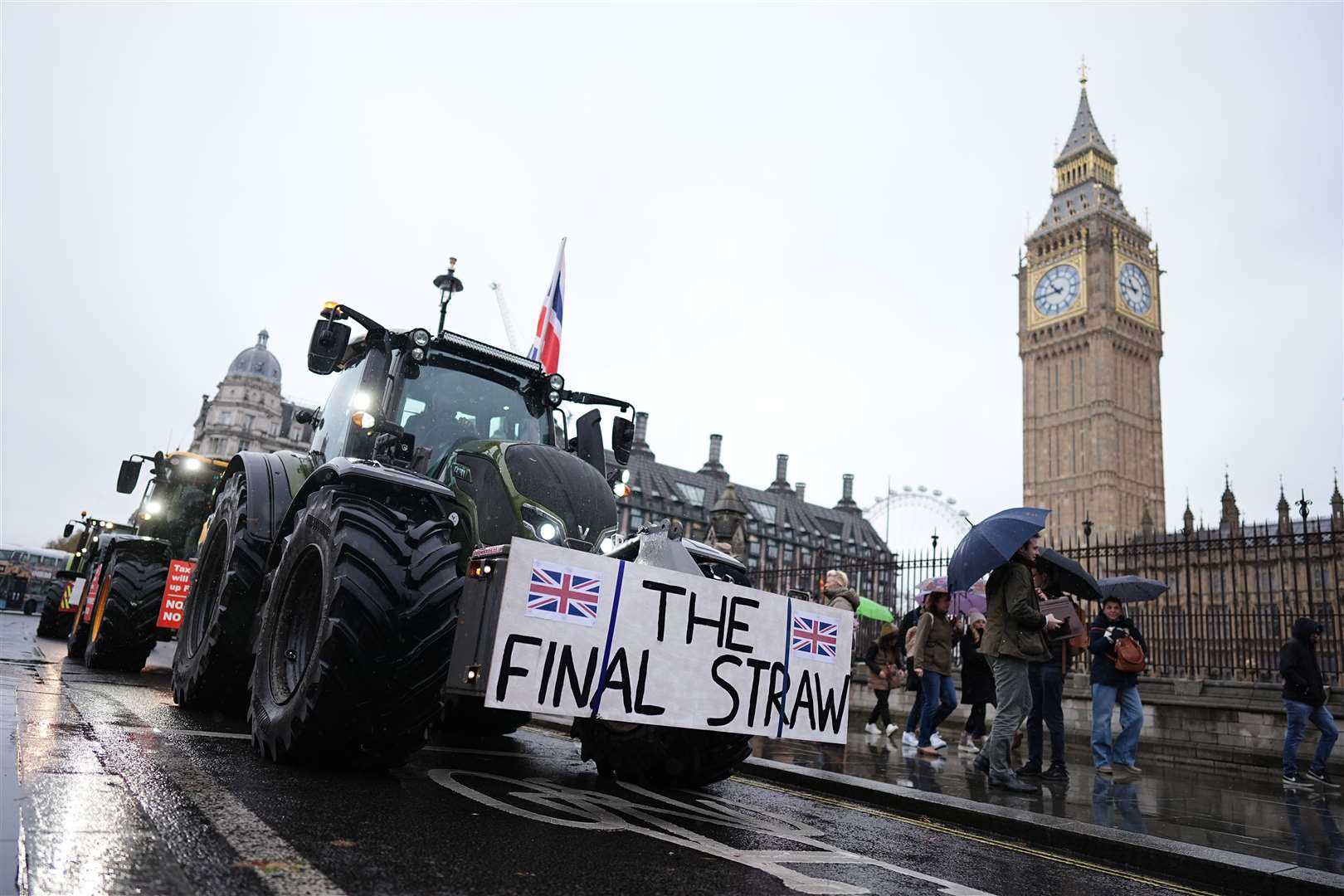 Tractors drove through central London as part of the protest (Aaron Chown/PA)