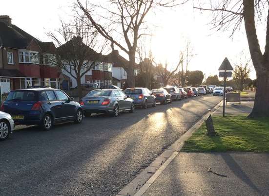 Long queues on nearby roads