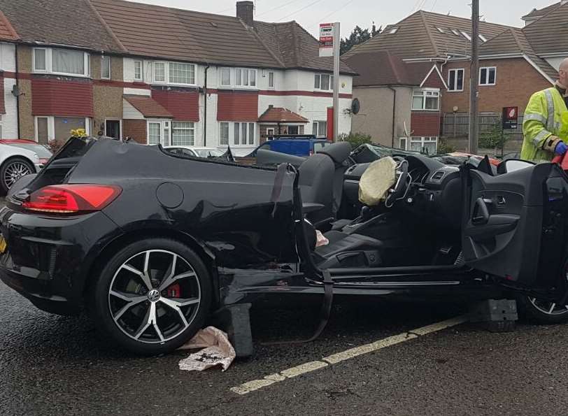 Crash driver Sat Deogun thanks rescuers from Dartford Fire Station who ...