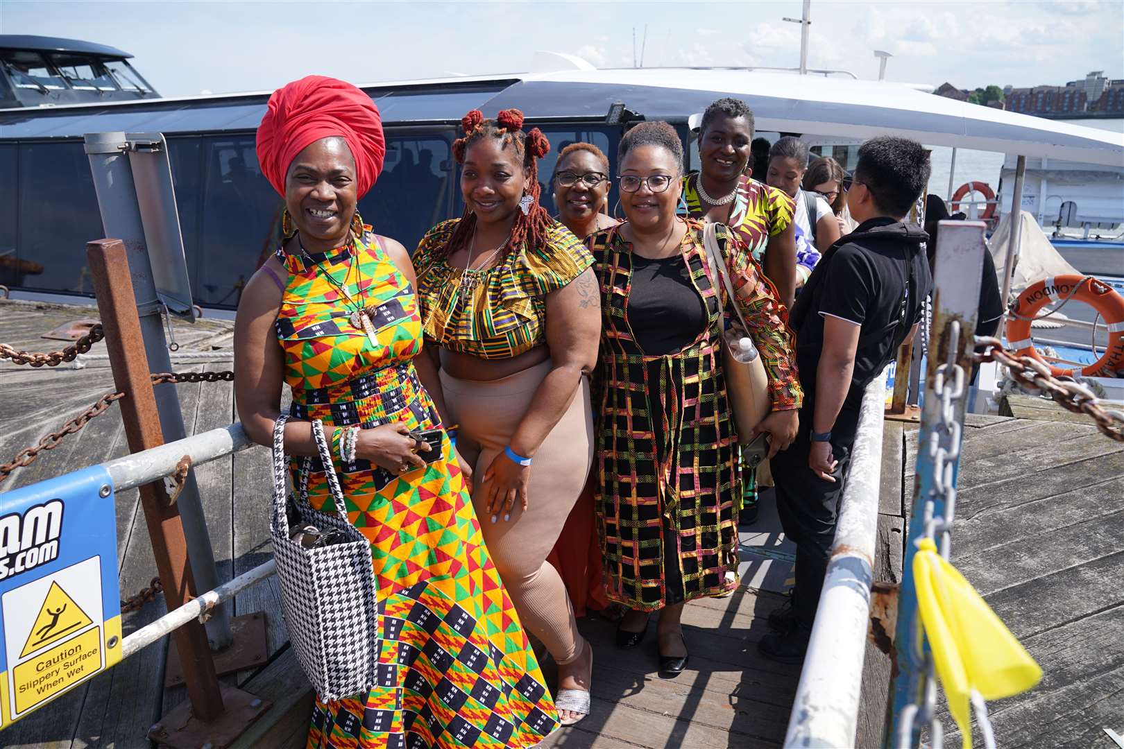 A Thames Clipper carried 100 NHS workers and 100 people with Windrush connections to mark the anniversary (Lucy North/PA)