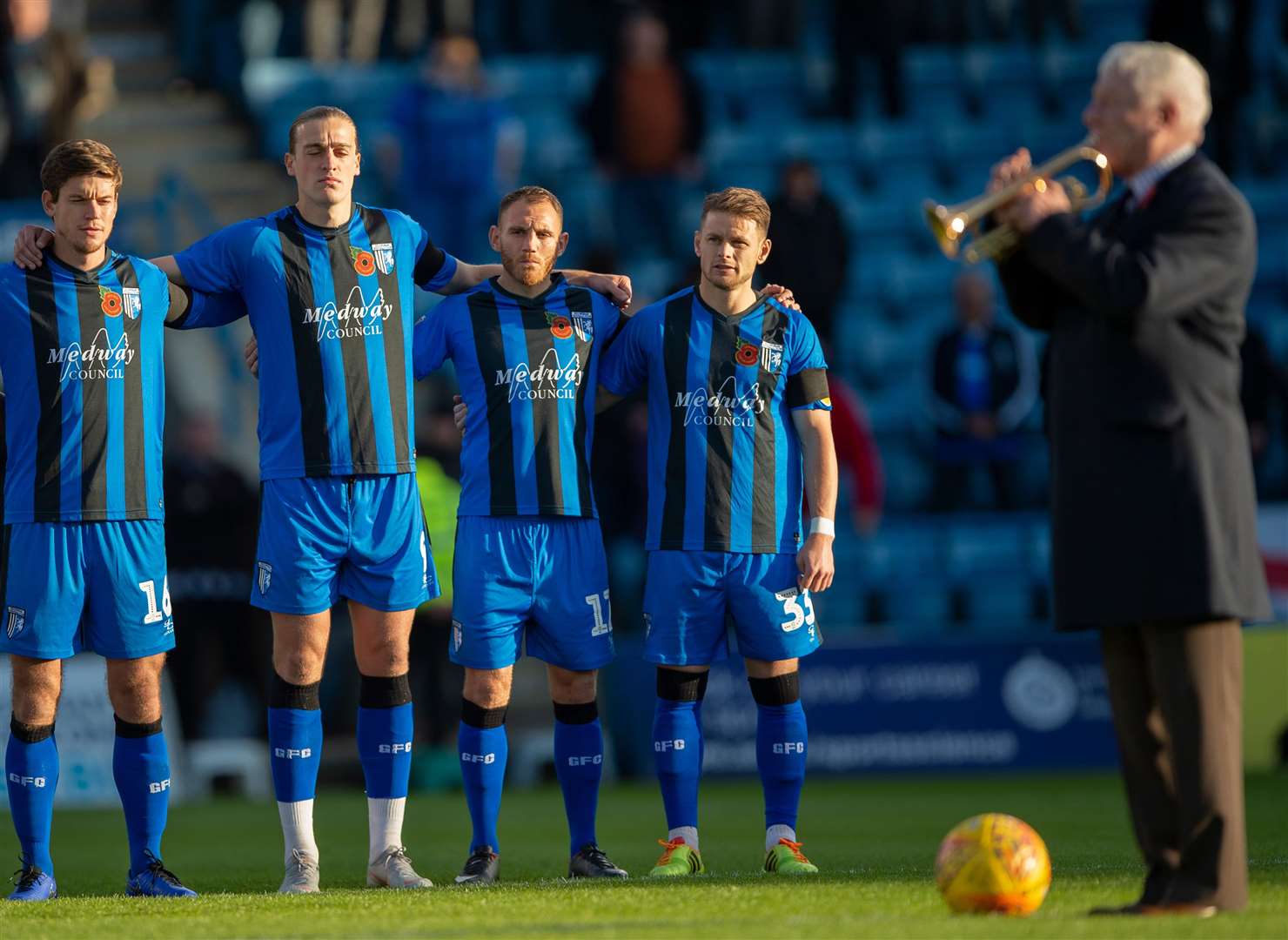 With 2018 being 100 years since the end of the First World War, the Last Post is played before the match giving players the chance to pay their respects to The Fallen Picture: Ady Kerry