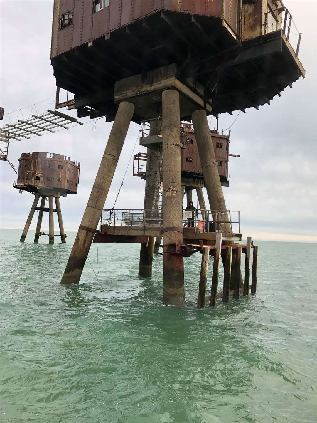 Three men rescued from this Maunsell Second World War sea fort off Whitstable by the Sheerness lifeboat. Picture: RNLI