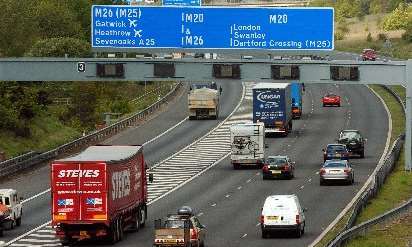 M20 junction 3 interchange with M26, near Wrotham