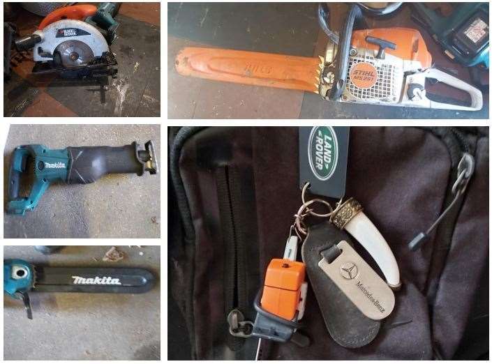 Images of items stolen from sheds and outbuildings in New Ash Green since November