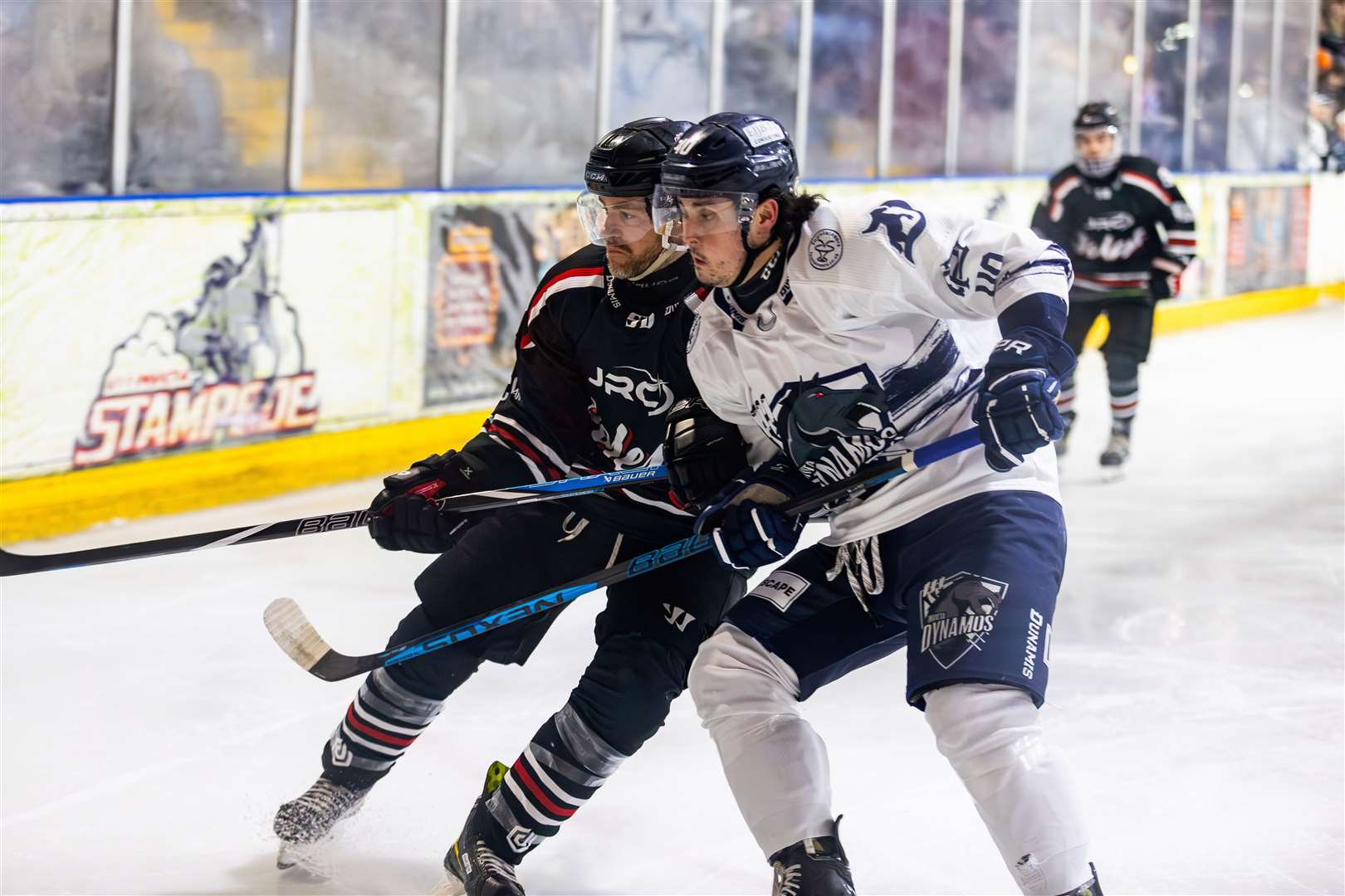 Invicta Dynamos’ Joe Stephenson challenges against Solent Devils last weekend Picture: David Trevallion