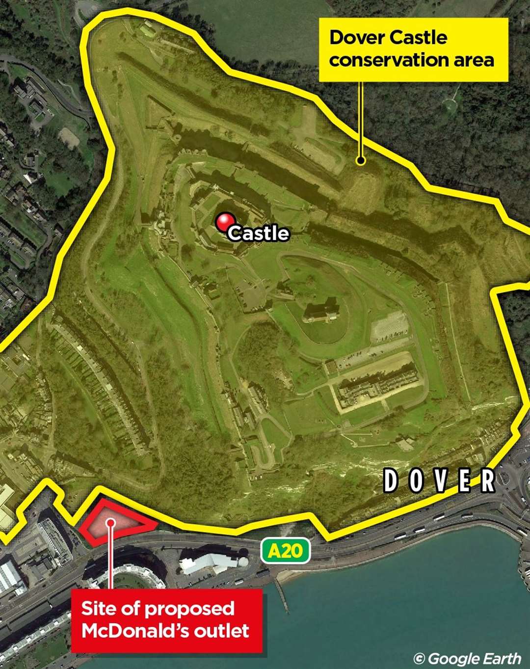 The proposed site lies just outside the Dover Castle conservation area