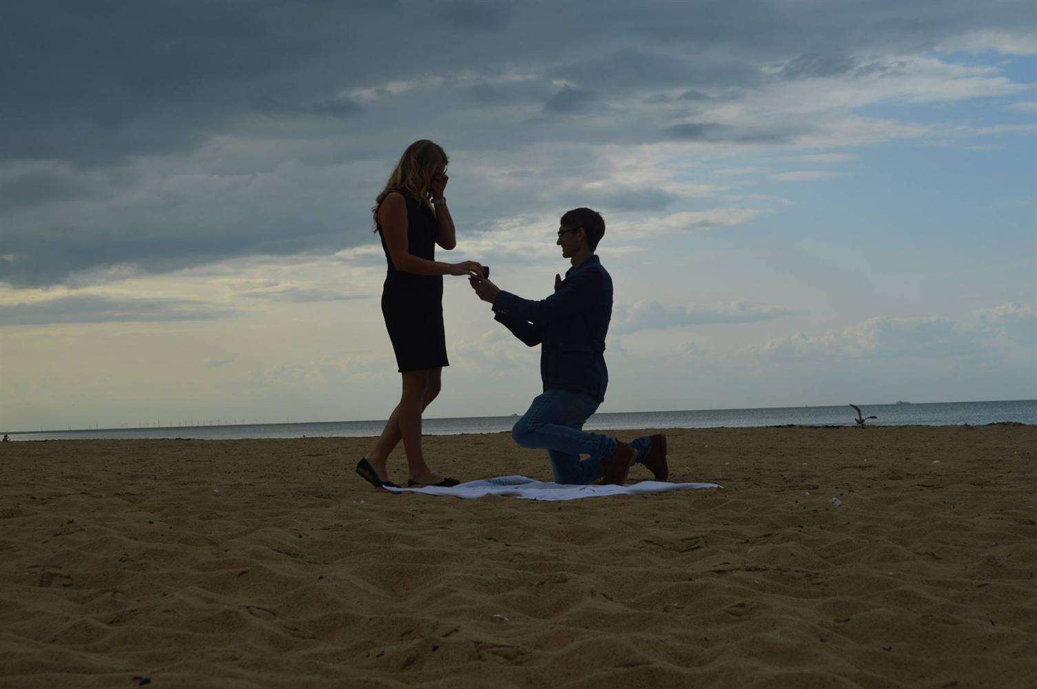 The moment Luke Williams proposed to girlfriend Linda, who is now his wife.