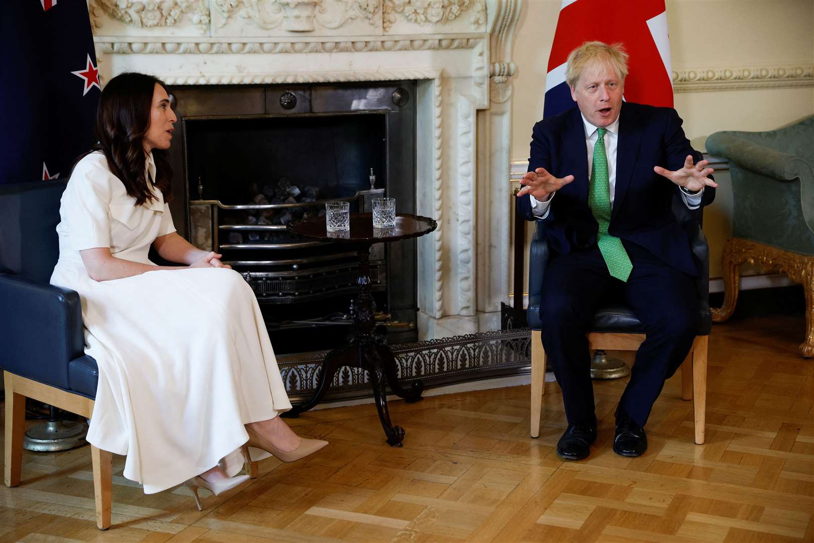 Prime Minister Boris Johnson with New Zealand PM Jacinda Ardern (John Sibley/PA)