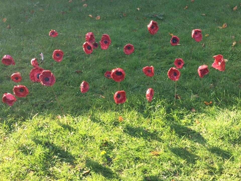 The poppies were handmade for Remembrance Sunday