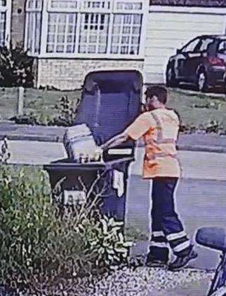 Jonathan Gwyer, from Whitstable, posted a video of a binman emptying a food waste container into a general rubbish bin
