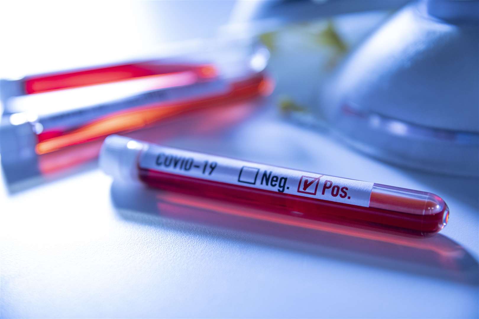 Blood vials symbolising the coronavirus. Stock image