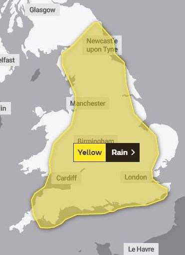 A yellow weather warning has been issued for rain