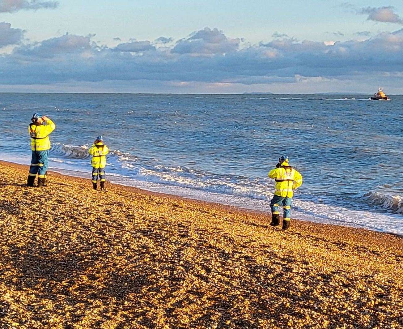 Coastguard crews at Hythe amid a major search operation