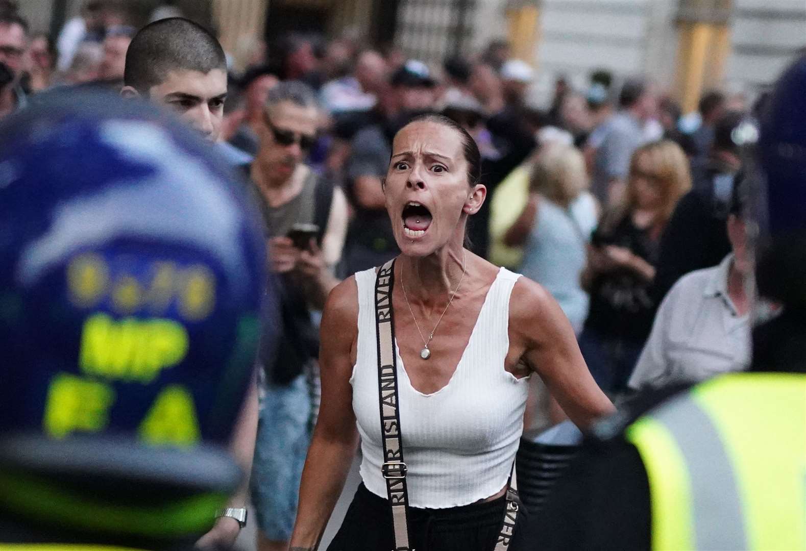 Kelly Wildego during the Whitehall demonstration (Jordan Pettitt/PA)