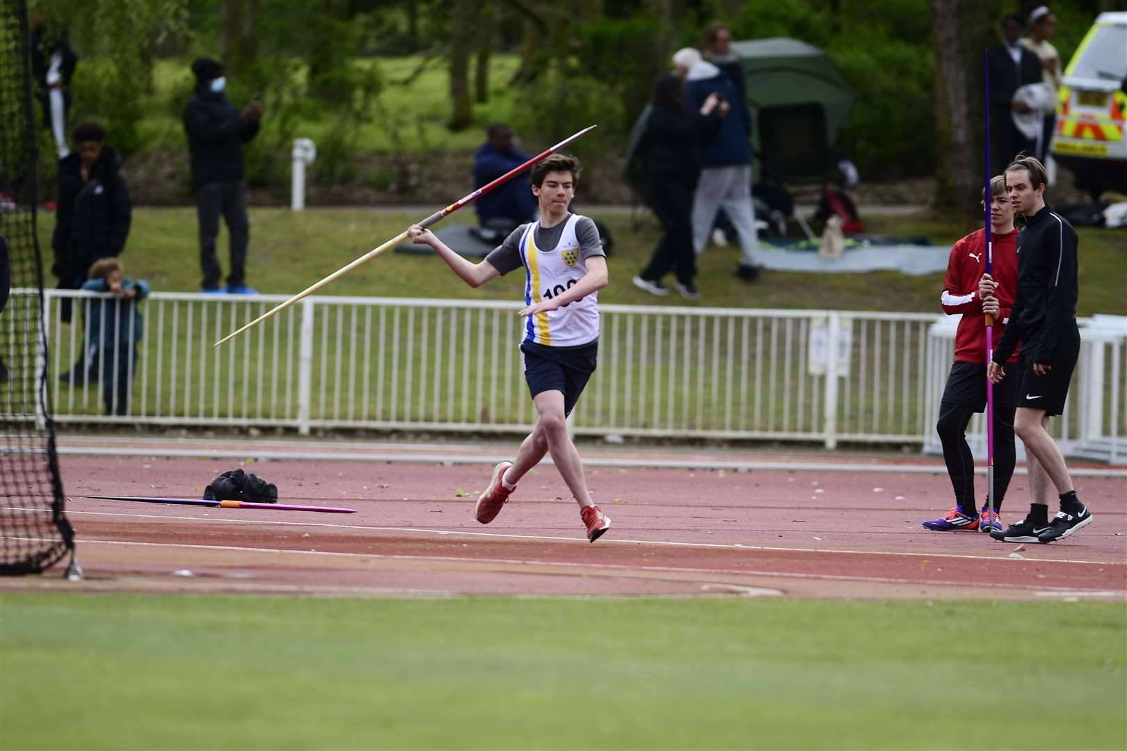 Alex Holden (Sevenoaks) taking part in the u17 javelin event Picture: Barry Goodwin
