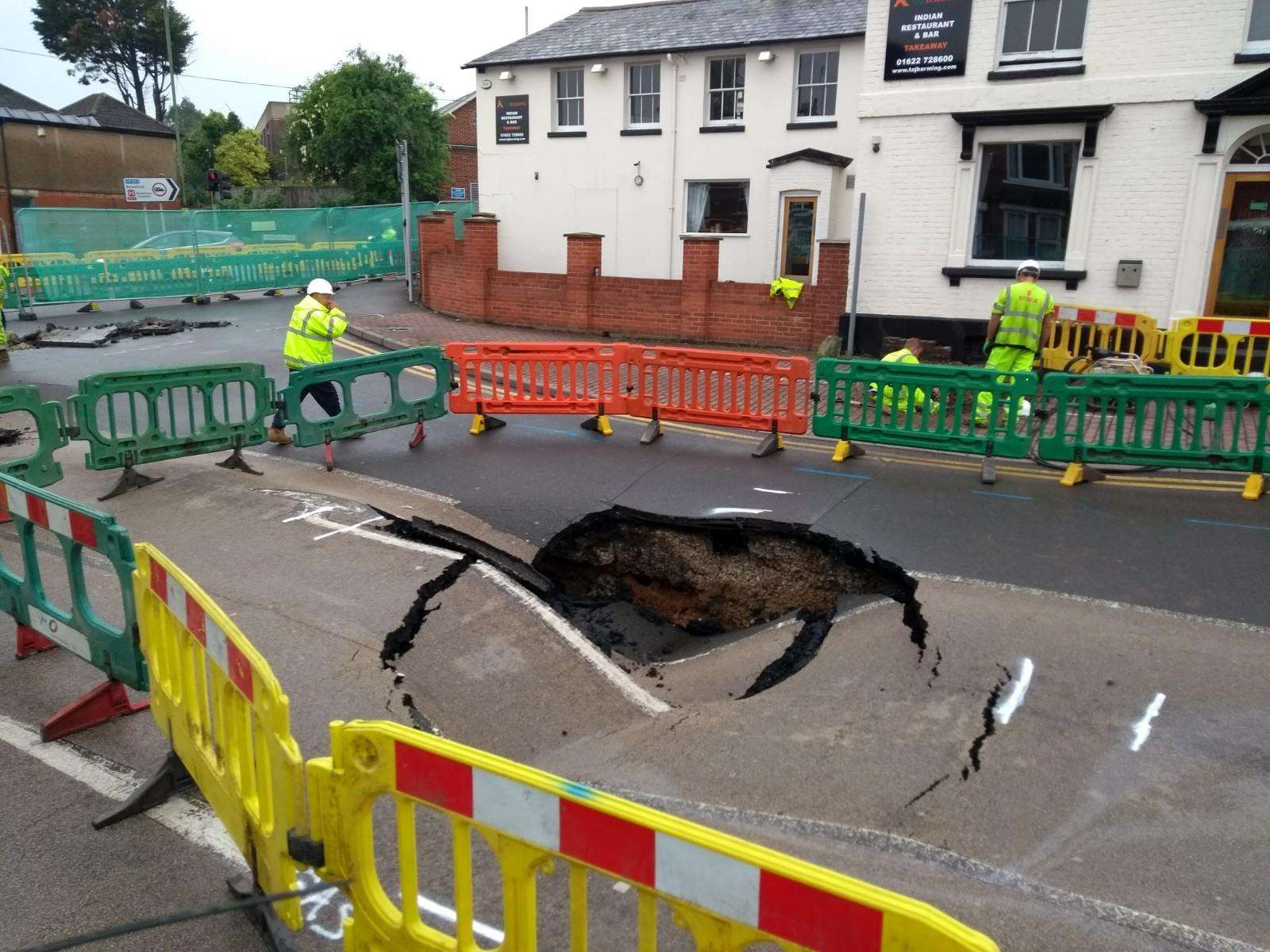 Work at the Tonbridge Road sinkhole