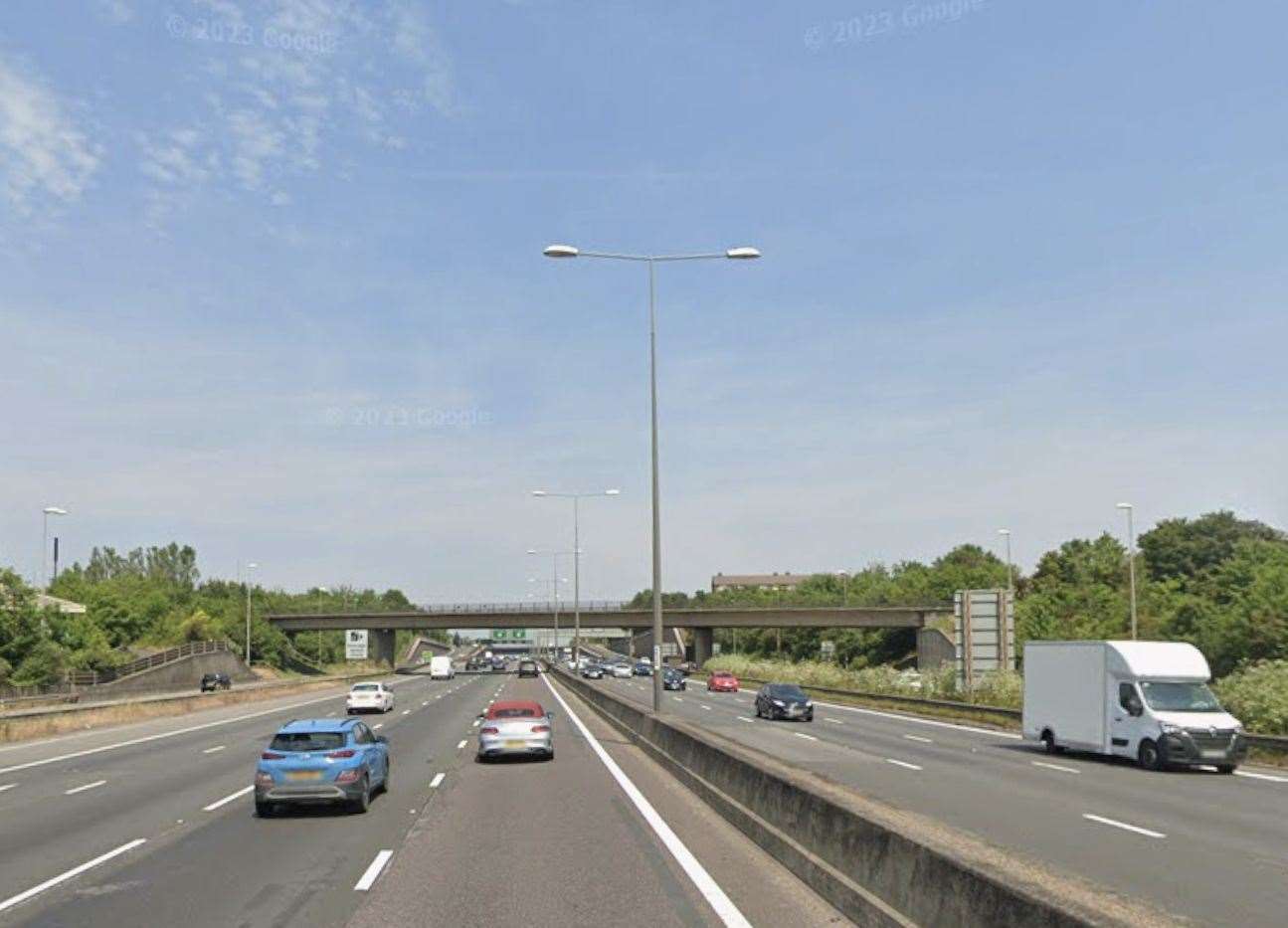 Police were alerted after a passenger was reportedly seen “with a weapon” on the M25, near Junction 1B. Picture: Google Maps