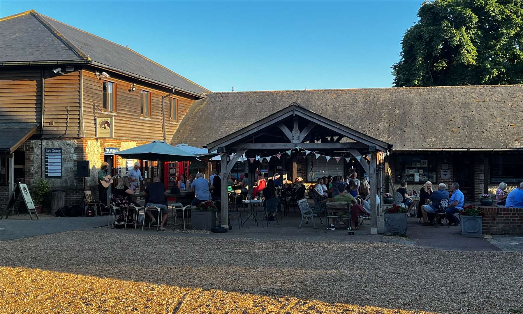 The outside seating area at The Dog House quickly filled up