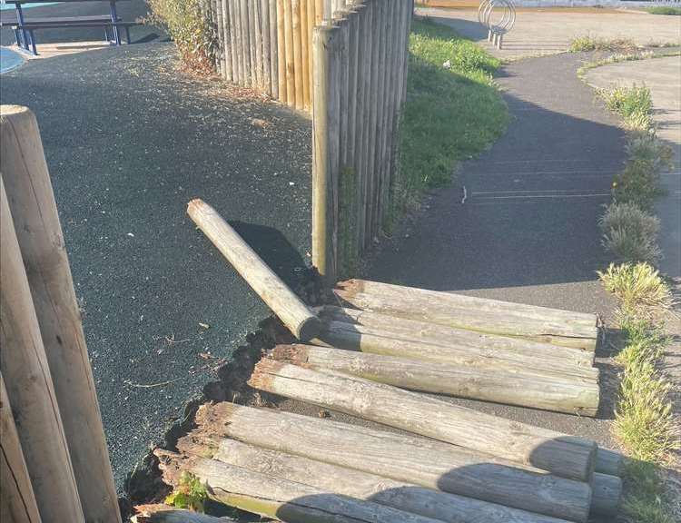 Part of the pool's boundary was ripped away. Picture: Sheppey Leisure Complex