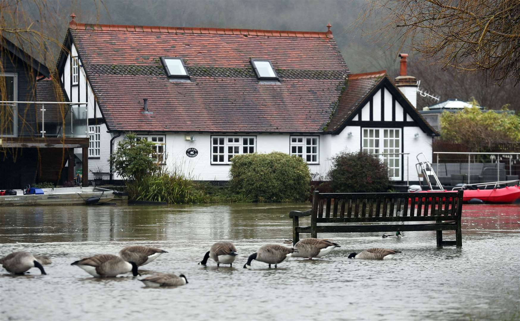 The flooded towpath in Henley-on-Thames, Oxfordshire (Steve Parsons/PA)