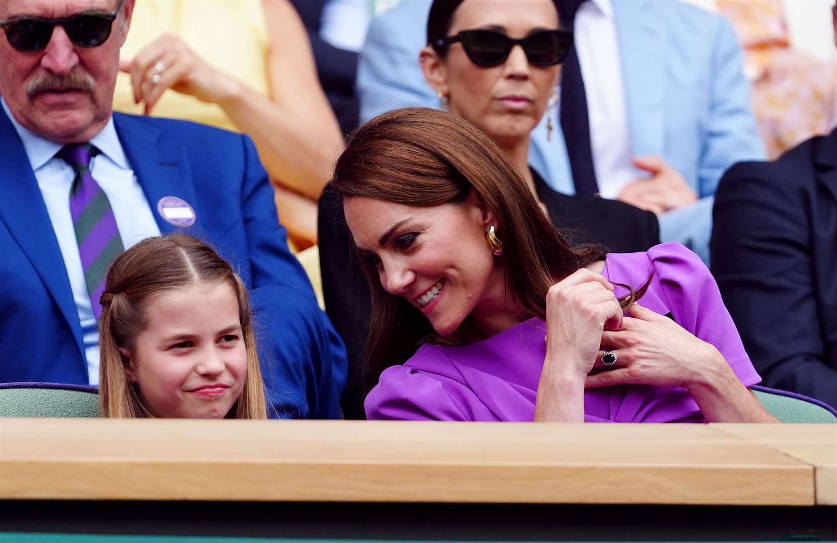 The Princess of Wales and Princess Charlotte in the royal box at Wimbledon (Mike Egerton/PA)