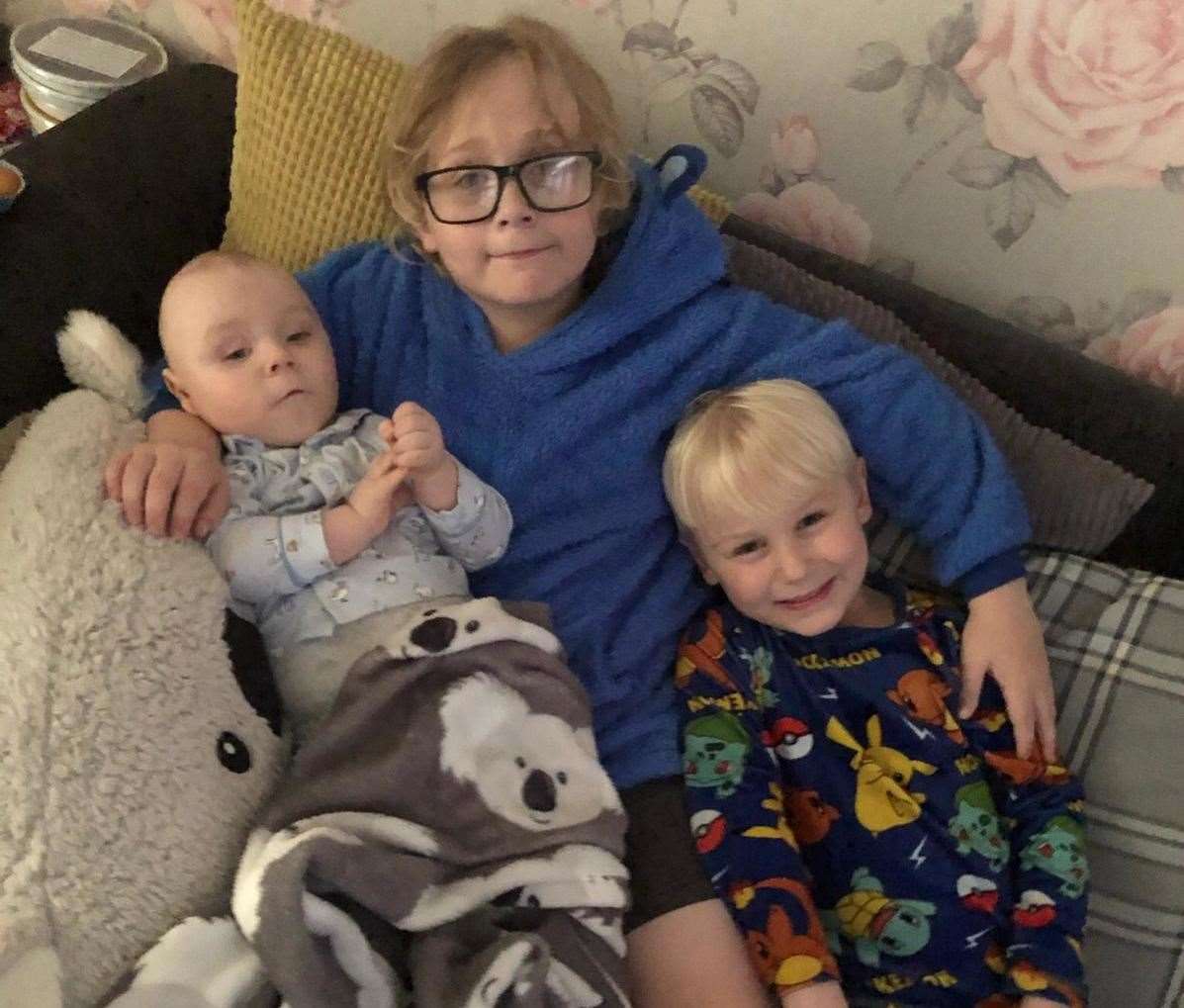 Faversham toddler Thomas Fryer with older brothers Jayden, nine, and Frankie, four