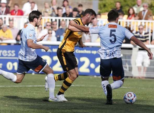 Maidstone striker Jay May works an opening Picture: Matt Walker