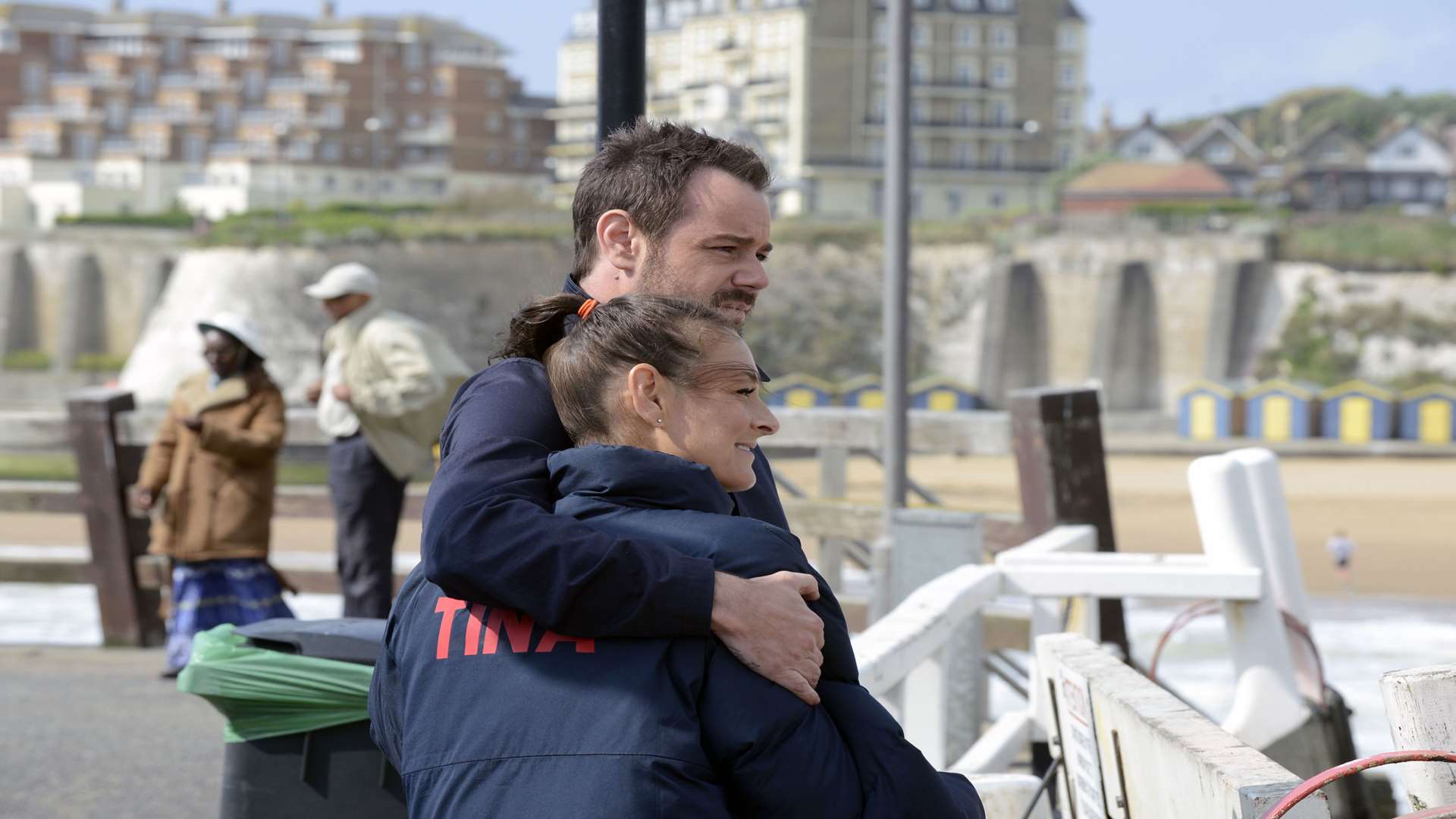 Danny Dyer (Mick Carter) and Luisa Bradshaw-White (Tina Carter) in Viking Bay, Broadstairs