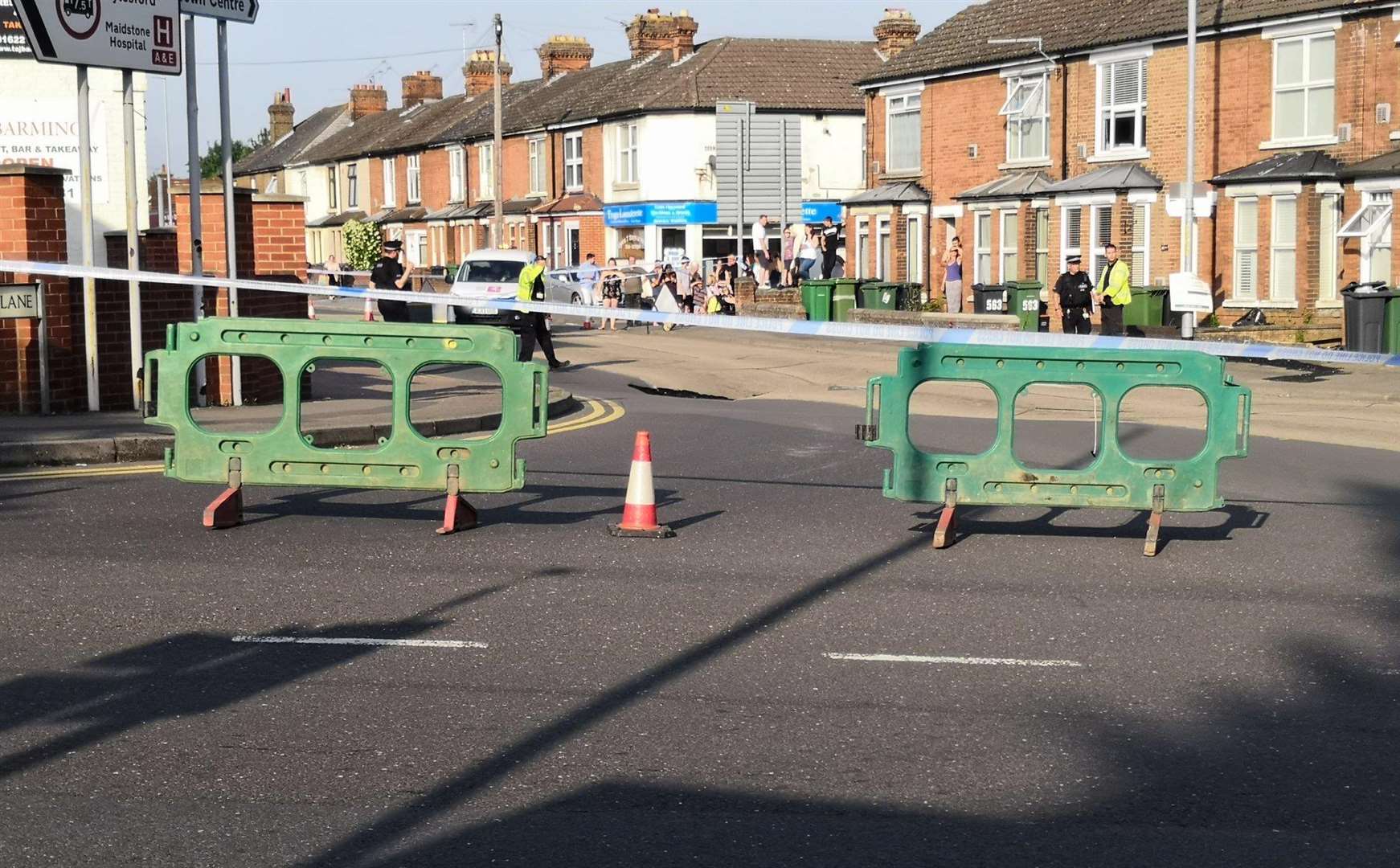 A large sinkhole has closed the A26 Tonbridge Road in Maidstone. Picture: @Rockwell7