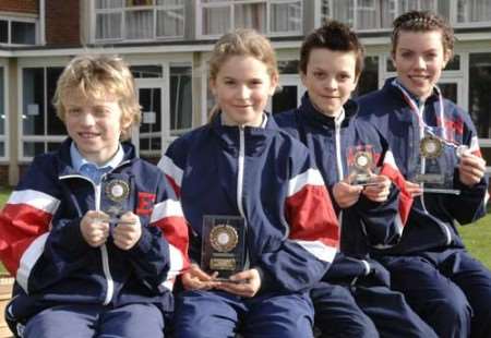 MEDAL WINNERS: Euan Nicholls, Natasha French, Max and Grace Nicholls. Picture: DAVE DOWNEY