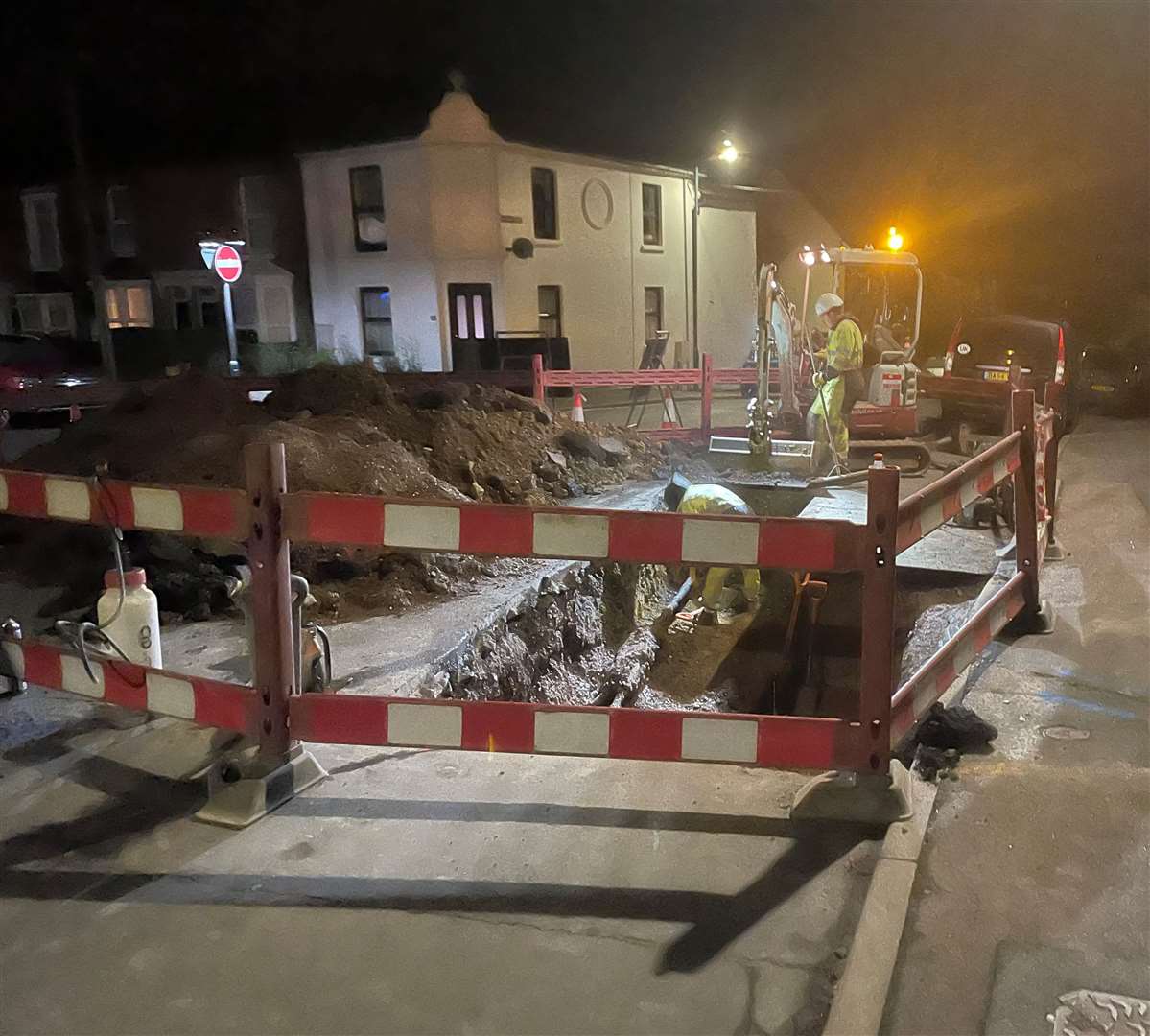 Contractors were on site till gone 10pm at the Hackney Road closure