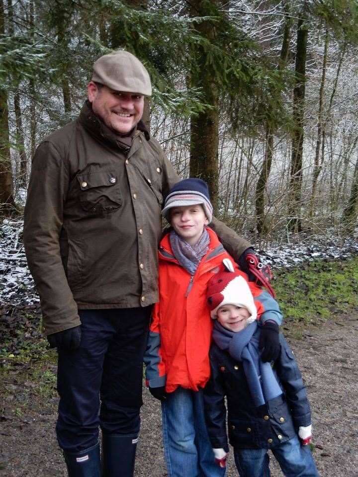 Father-of-two Captain Dean Sprouting with his two children, Oliver and Harry (Family Handout/PA)