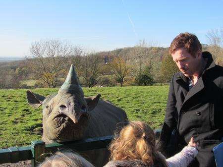 Damian Lewis at Port Lympne Wild Animal Park.