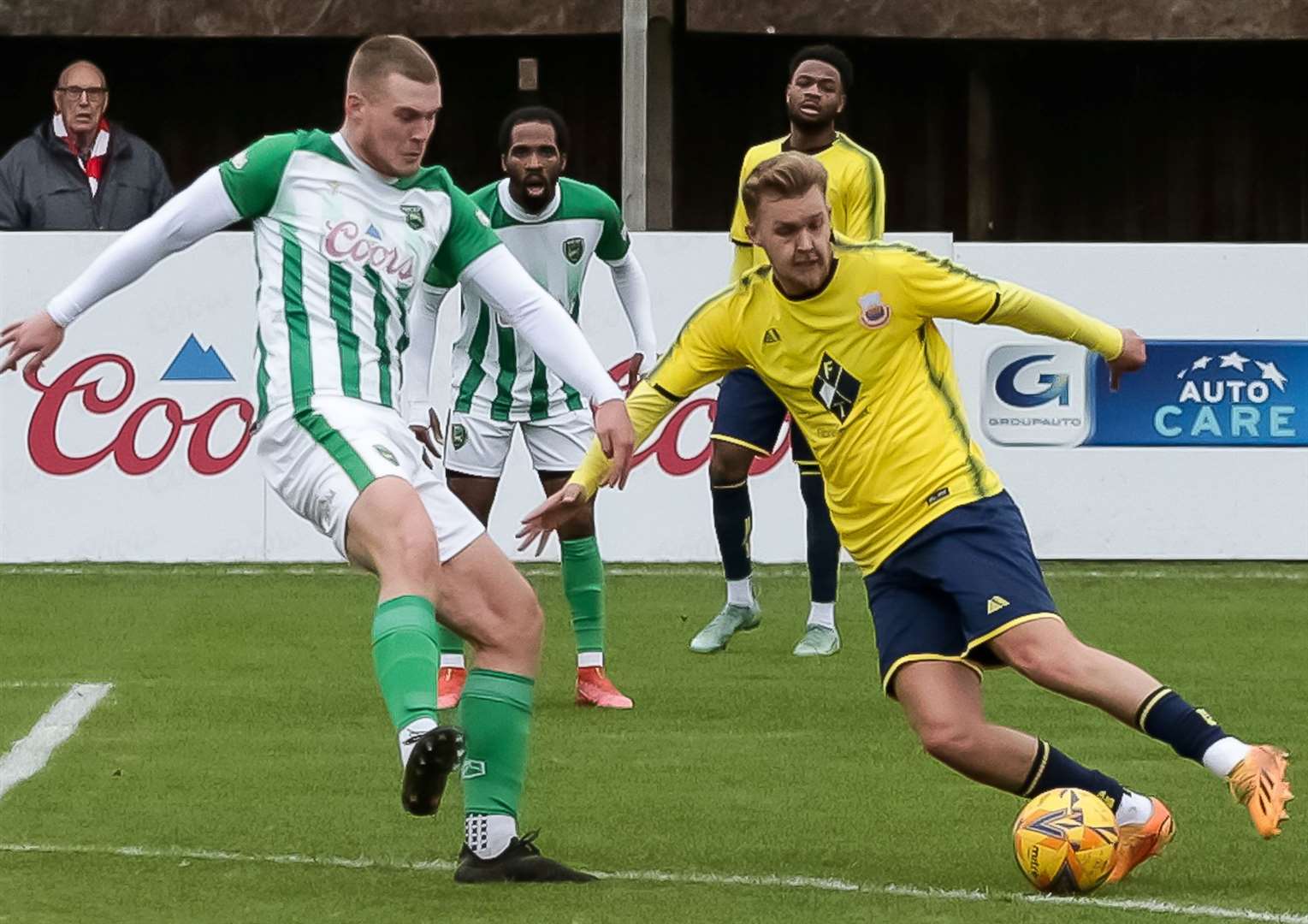 Striker James Jeffery on the attack in Whitstable’s 1-0 weekend victory at VCD. Picture: Les Biggs