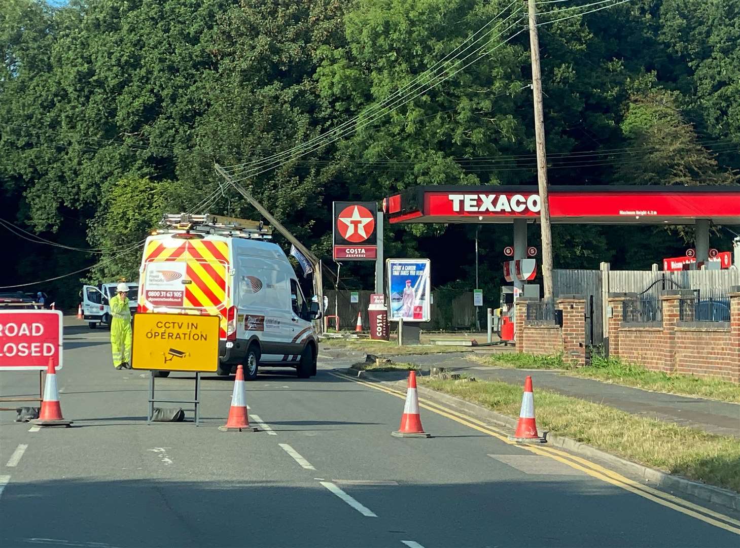 The A227 is closed at Culverstone Green