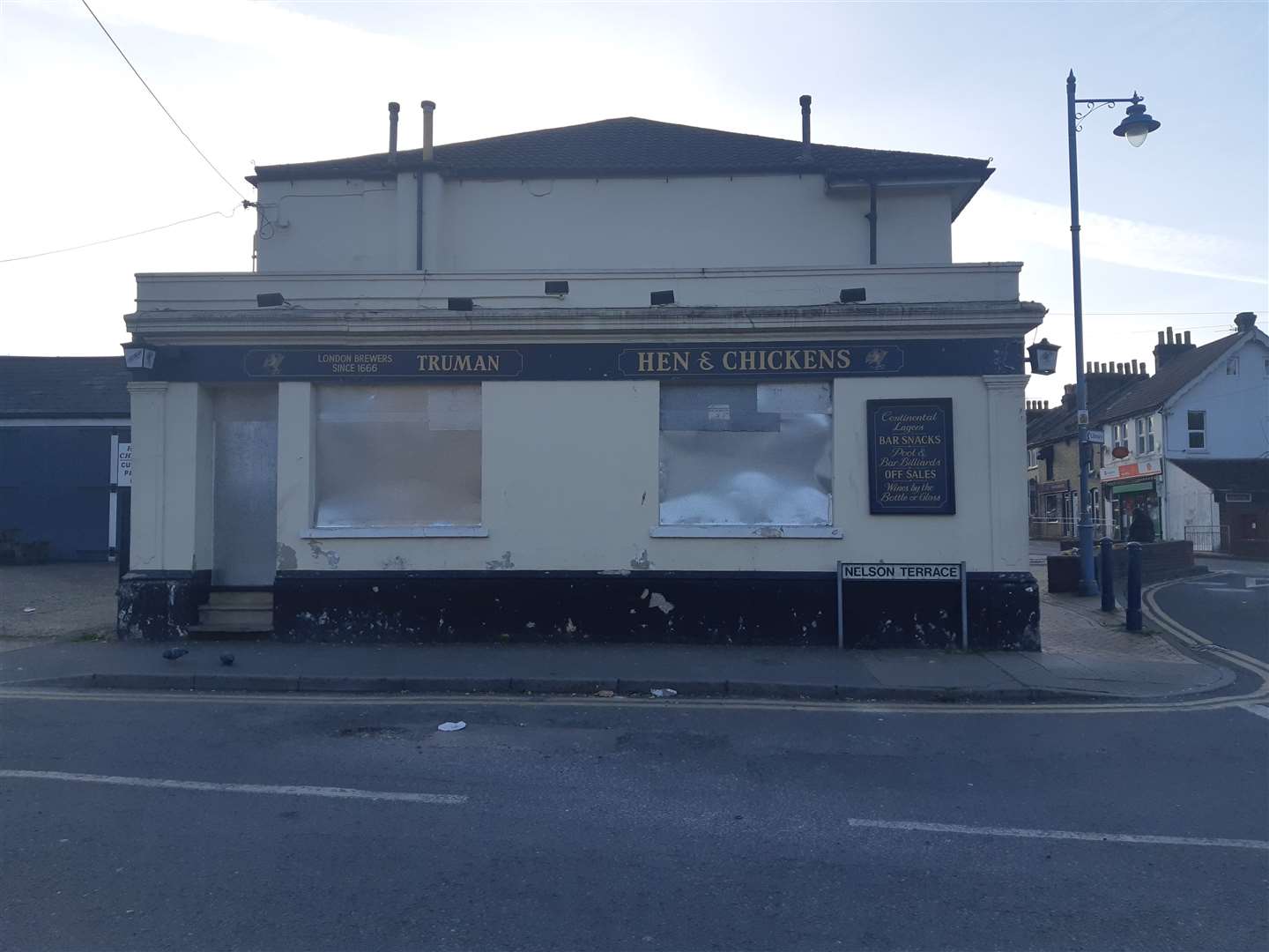 The boarded-up pub