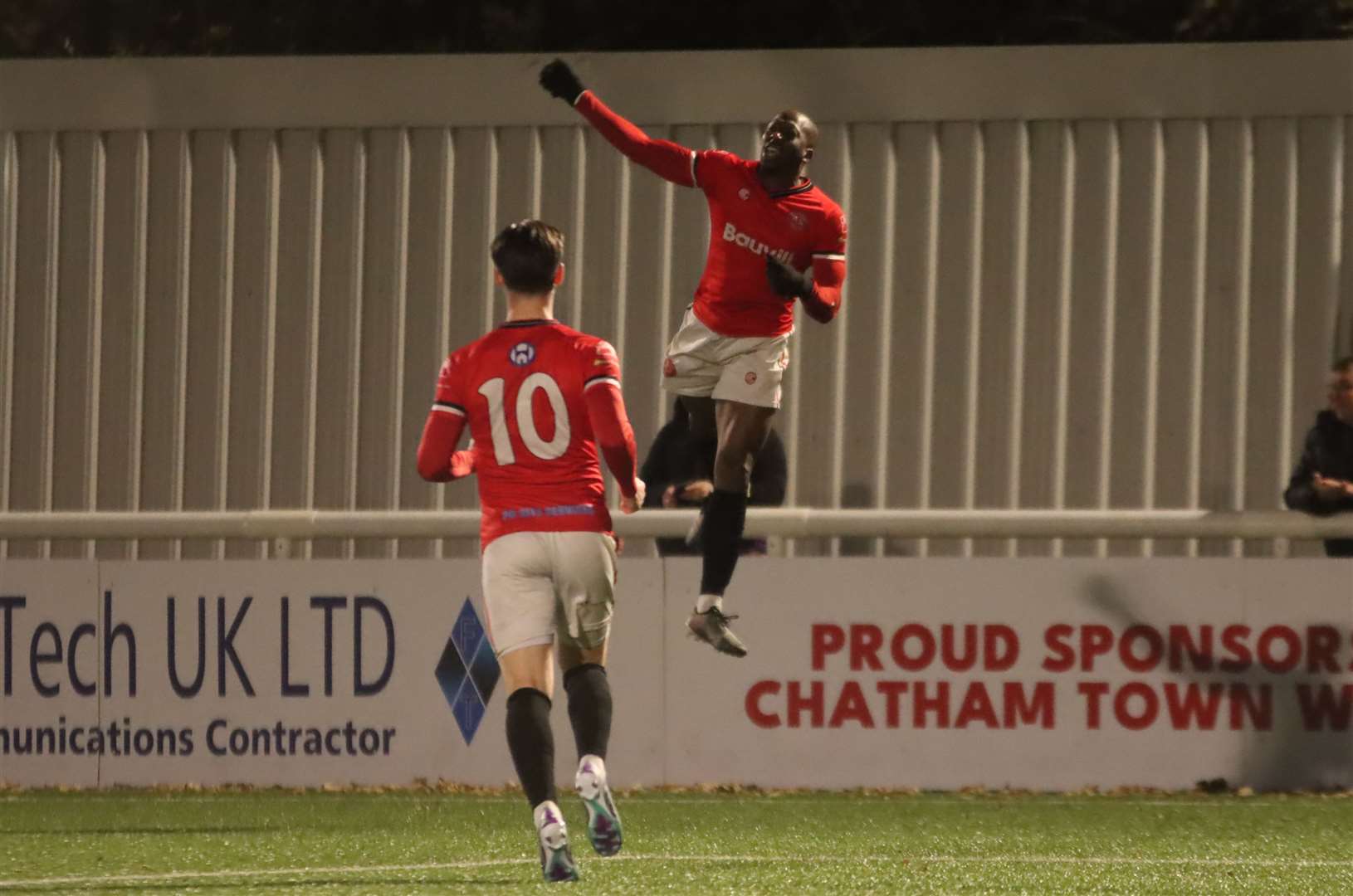 Chris Dickson, 38, bagged a weekend brace in Chatham’s 3-0 Isthmian Premier victory at Haringey. Picture: Max English (@max_ePhotos)