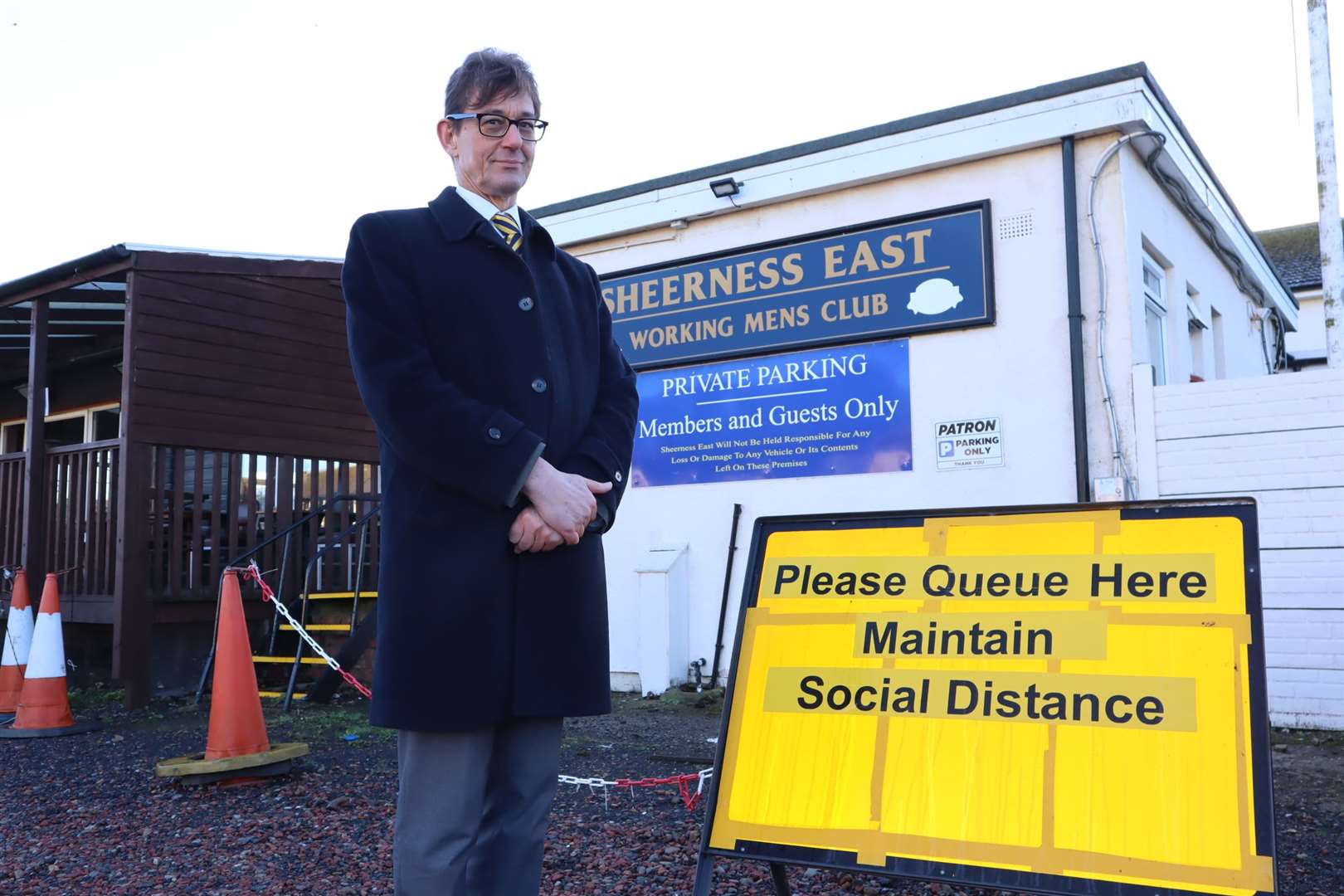 Kent's director of public health Andrew Scott-Clark outside Sheerness East WMC, Halfway