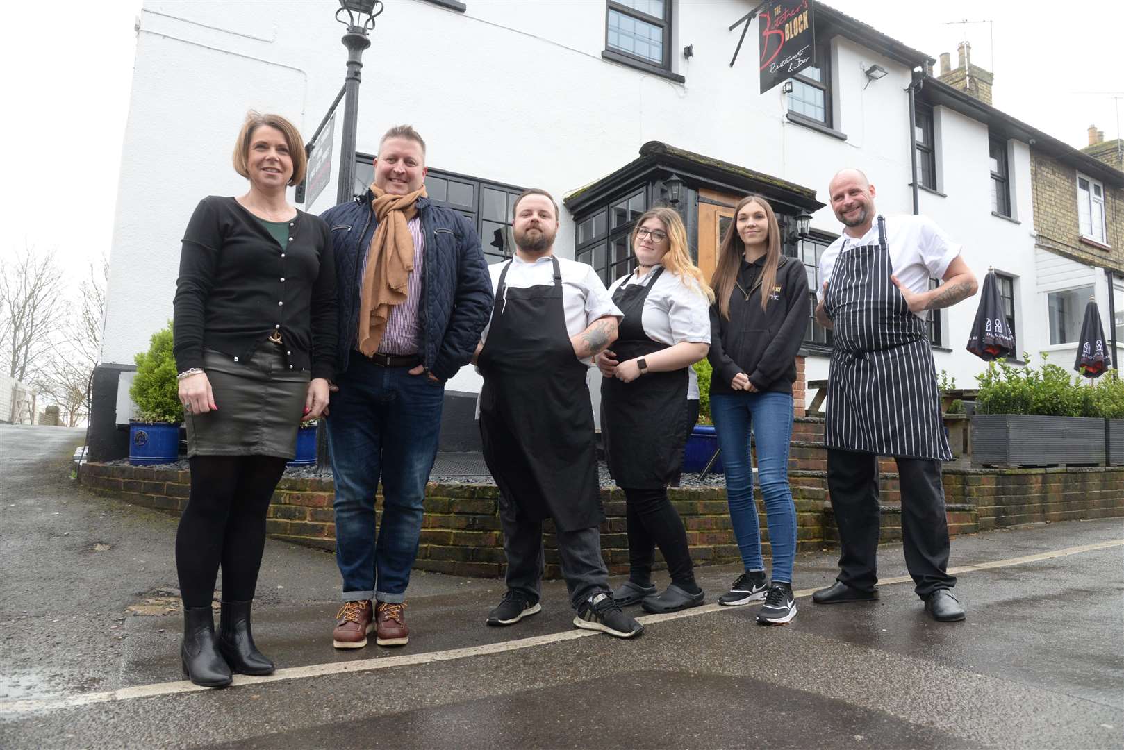 Joanna and Simon Rickwood (left) with their team at the Butcher's Block in Burham.