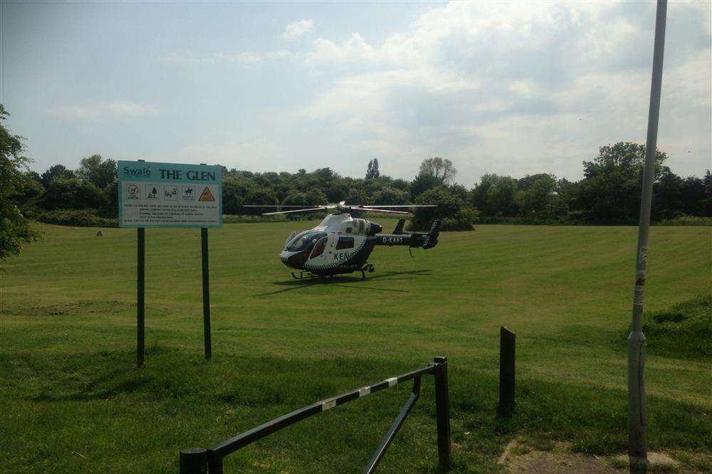 Kent air ambulance at The Glen, Minster