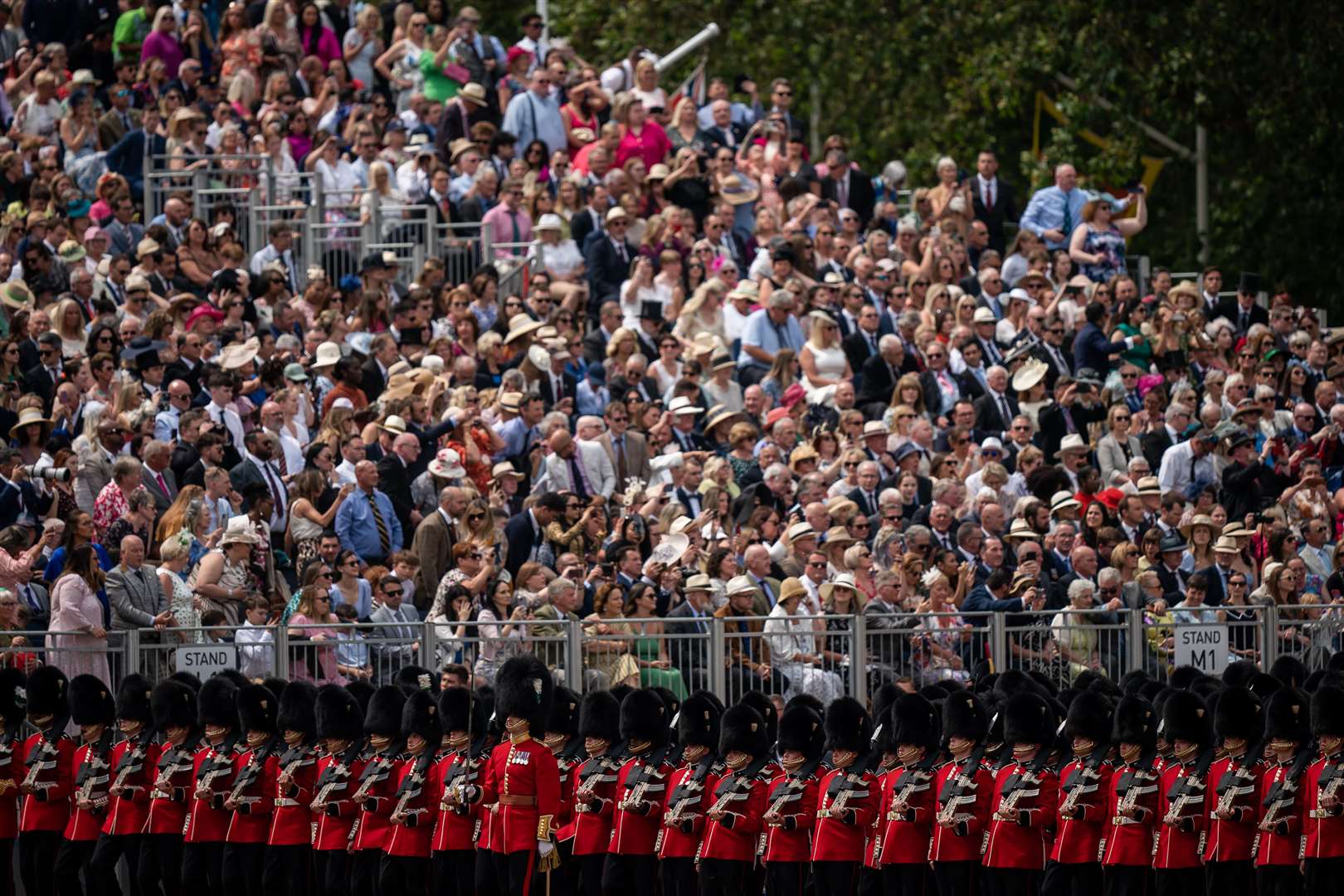 Crowds watching members of the Household Division during the Trooping the Colour ceremony in 2023 (Aaron Chown/PA)