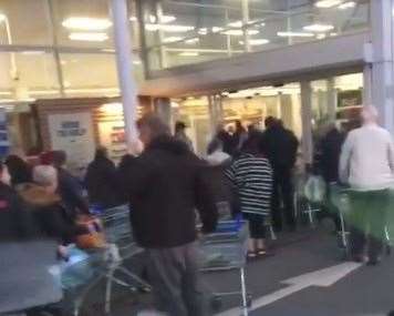 Queues out of the door at 6am this morning at Tesco in Gillingham (31892573)