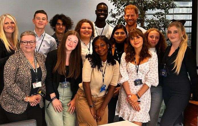 Prince Harry, the Duke of Sussex, meets with members of the Gifted Young Gravesham