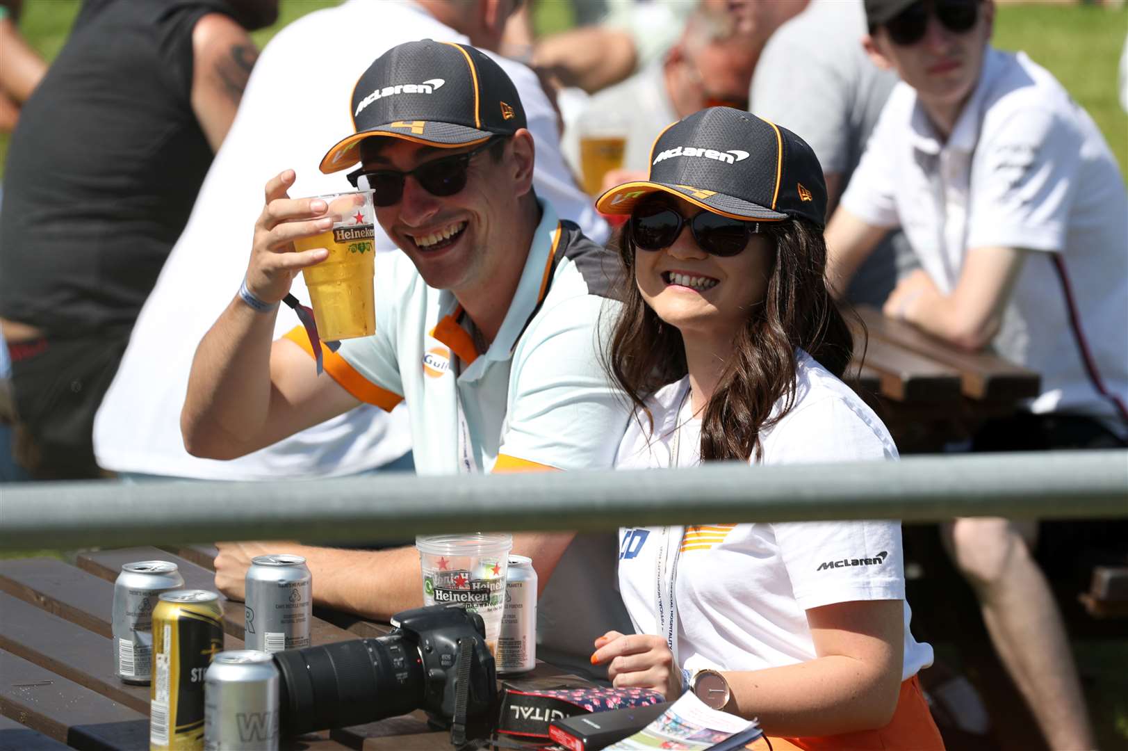 Spectators found ways to keep cool ahead of the action on track (Bradley Collyer/PA)