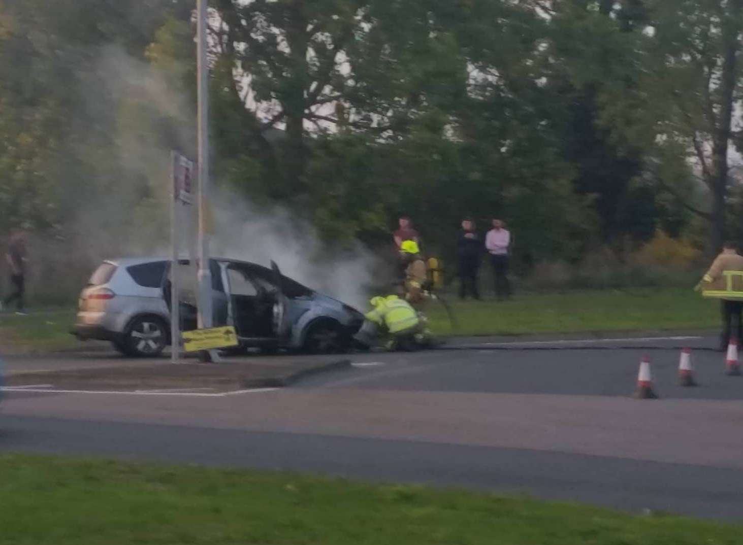 Firefighters putting out the fire. Picture: Andrea Owen