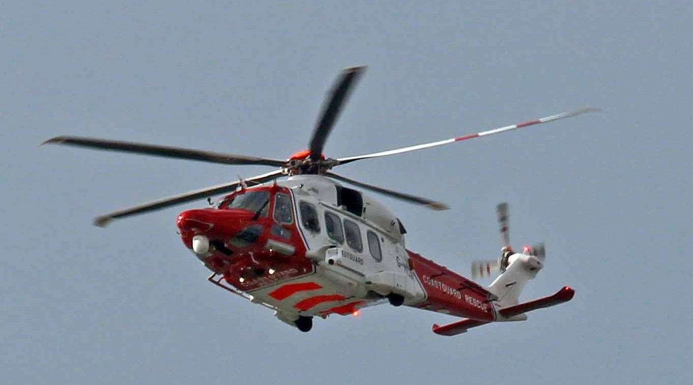 The coastguard rescue helicopter returning to the scene after refuelling at Lydd. Picture: Dover Strait Shipping - FotoFlite